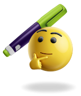 Thinking emoji and insulin pen